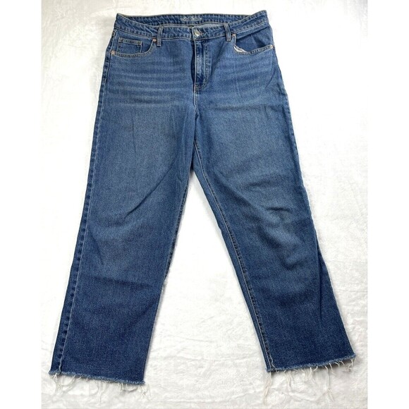 Wild Fable High Rise Straight Ankle Jeans Raw Hem Blue Size 16 - Picture 1 of 10